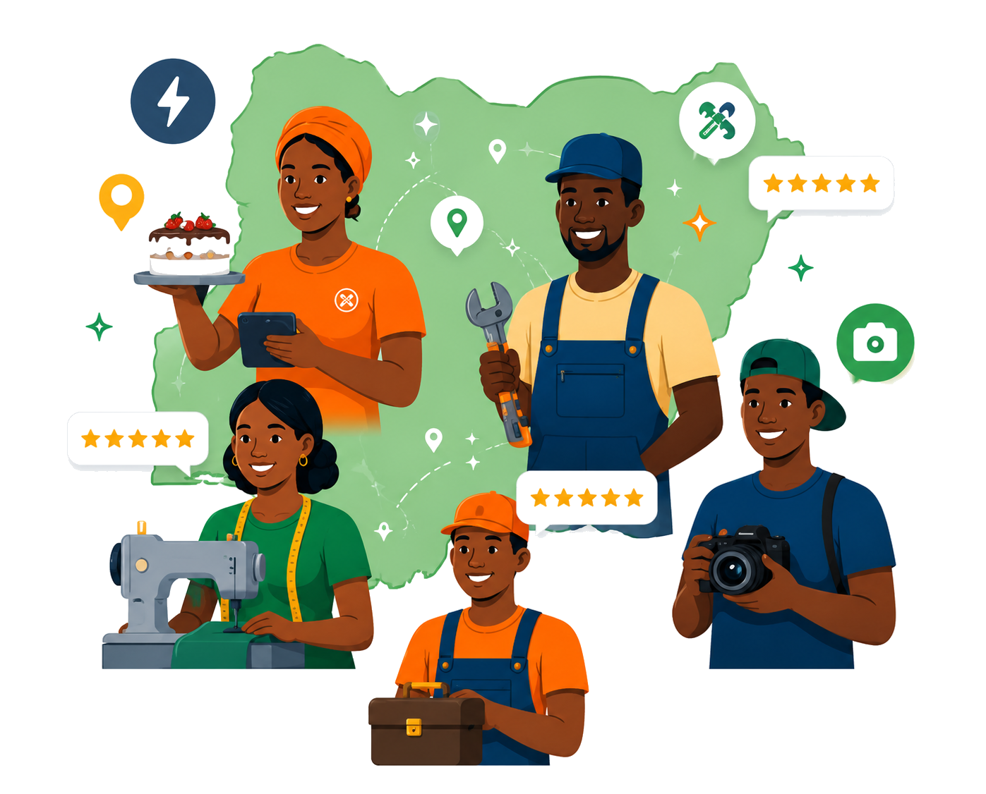 Nigerian service providers — tailor, mechanic, photographer, and more
